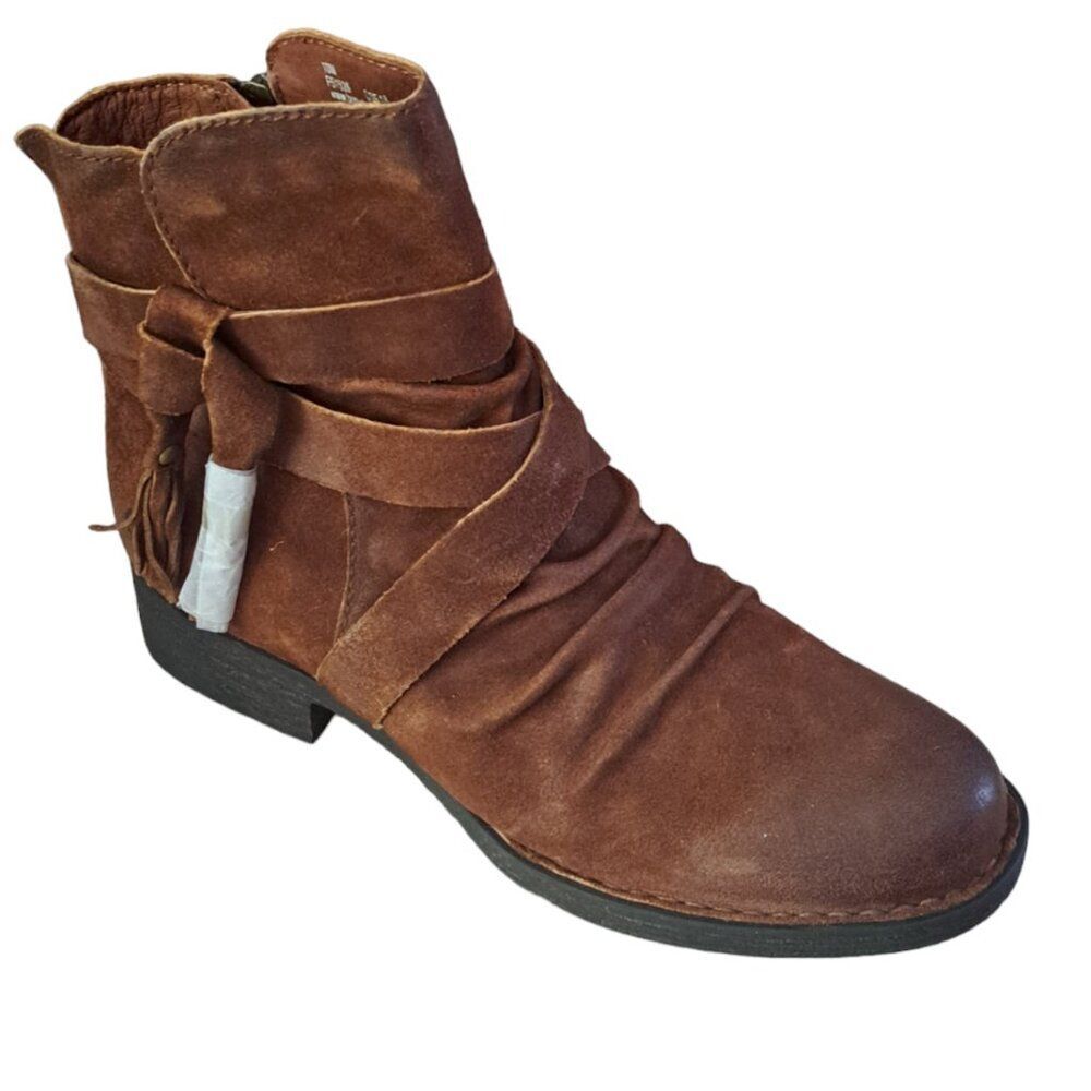 Born Eton Women's Distress Tobacco Leather Ankle Boots Sz 10M